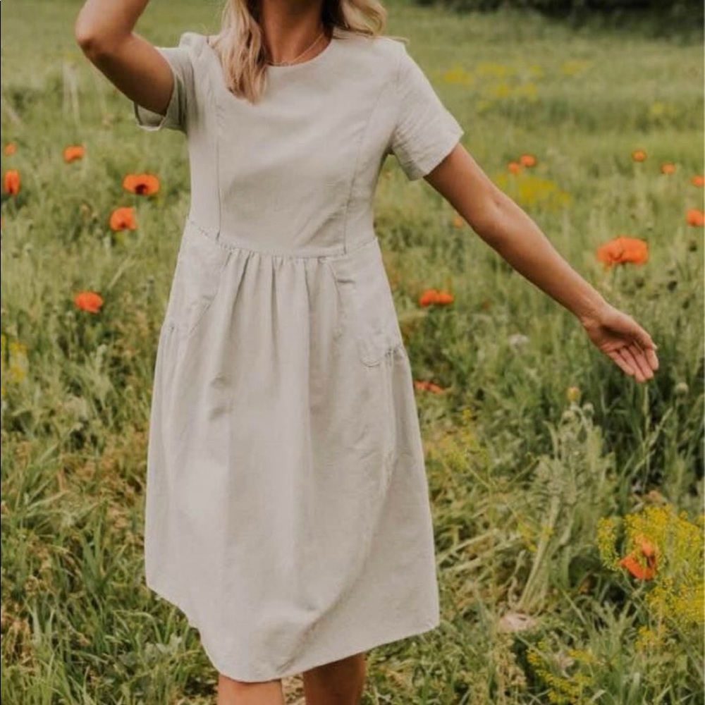 Roolee Mom light sage green nursing dress